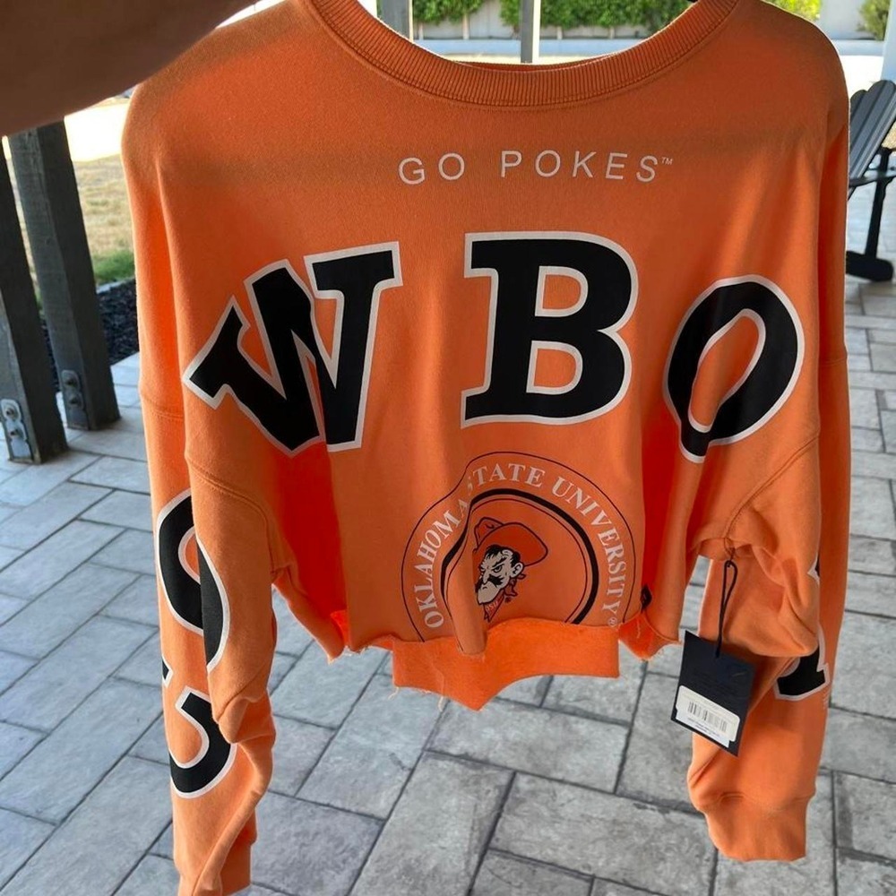 Gameday Social OSU Cowboys Cropped Crewneck GO POKES WBO Sz L NWT - Picture 2 of 8